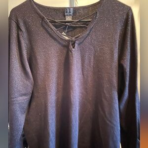 INC criss cross sparkle top